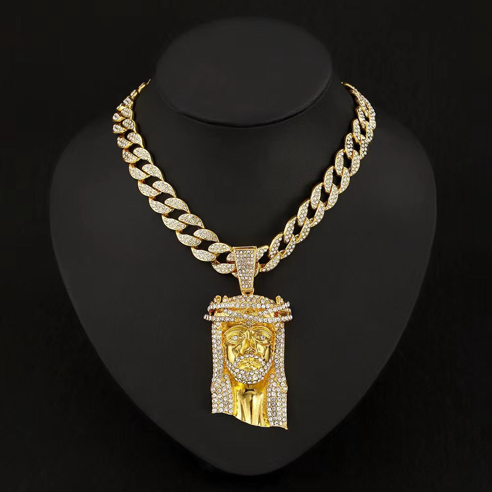 NORVIA Ancient Egyptian Pharaoh Medallion & Cuban Chain Set - Premium Iced Jewelry View 7