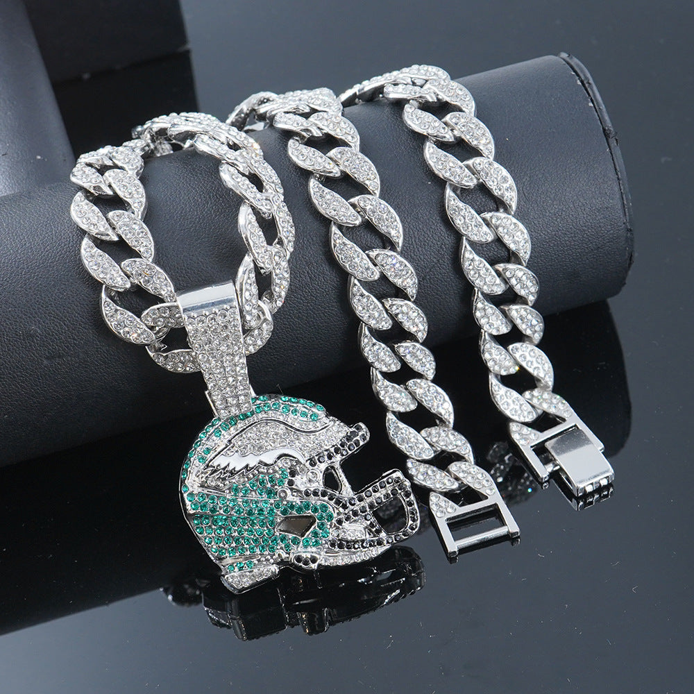 Iced Football Helmet Pendant & 18" Chain | NORVIA