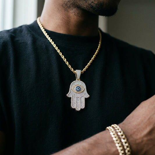 Hamsa Evil Eye Pendant & 24" Chain | NORVIA