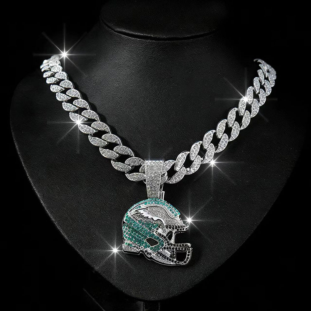 Iced Football Helmet Pendant & 18" Chain | NORVIA