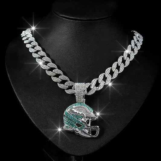 Iced Football Helmet Pendant & 18" Chain | NORVIA