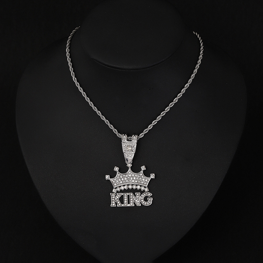 NORVIA Crown KING Iced-Out Statement Pendant & Chain Set - Premium Iced Jewelry View 1
