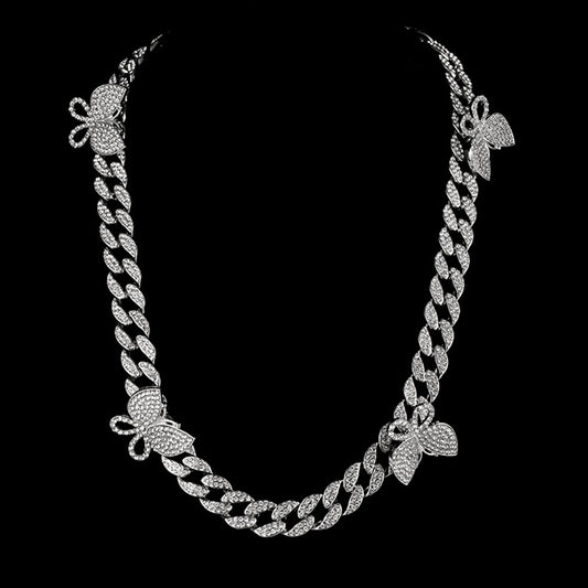 NORVIA Sparkling Pavé Butterfly Cuban Choker Necklace - Premium Iced Jewelry View 1