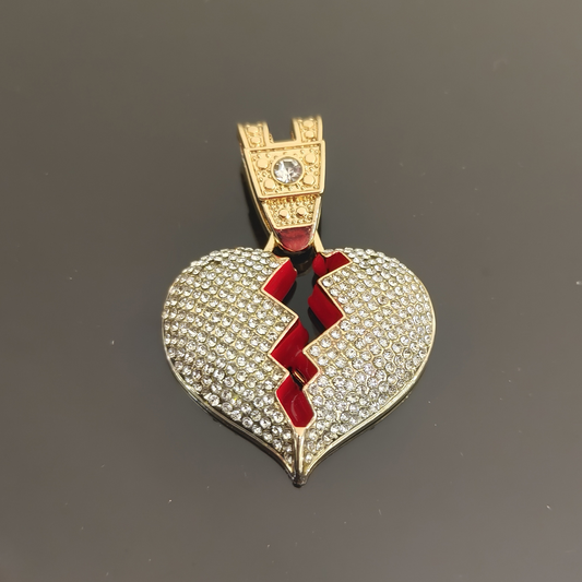 Iced Dripping Broken Heart Pendant | NORVIA