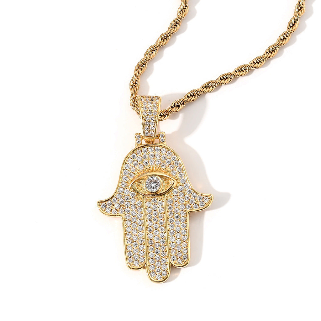 Hamsa Evil Eye Pendant & 24" Chain | NORVIA