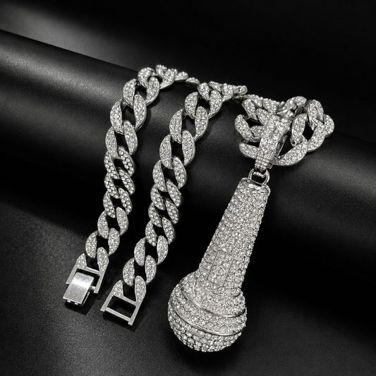Iced Microphone Pendant & Cuban Chain | NORVIA