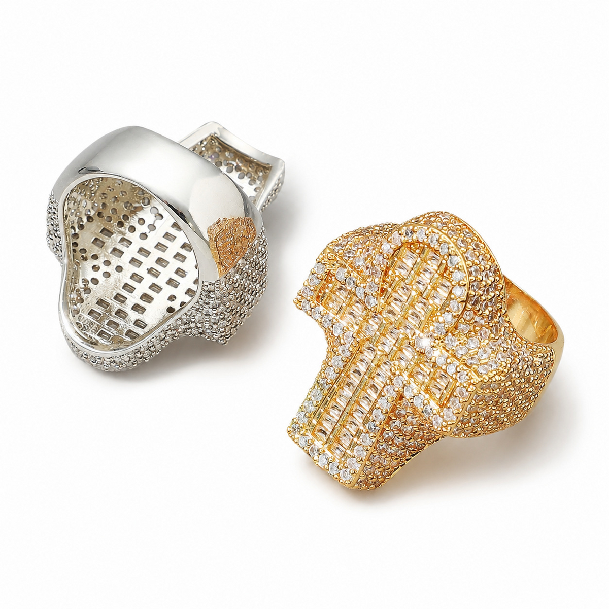 NORVIA Baguette Iced Cross Statement Ring - Angle 4