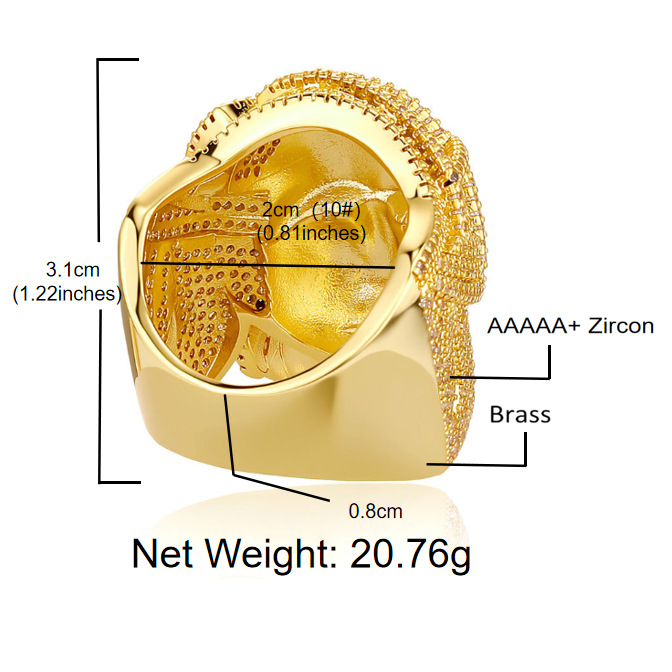 NORVIA 3D Jesus Piece Head Ring - Front Angle
