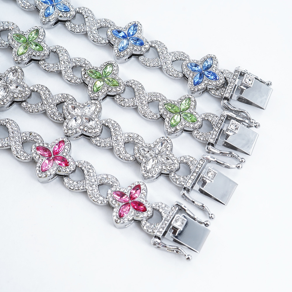 NORVIA Infinity Lucky 8 Multicolor Gemstone Cuban Chain - Premium Iced Jewelry View 3