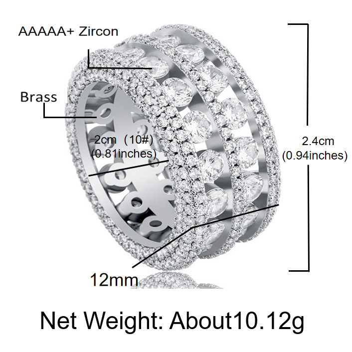 NORVIA Double-Row Iced Micro-Pavé CZ Eternity Ring - Angle 5