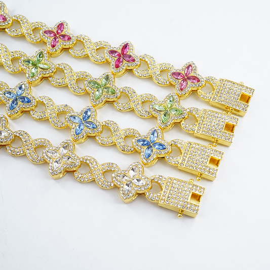 NORVIA Infinity Lucky 8 Multicolor Gemstone Cuban Chain - Premium Iced Jewelry View 4