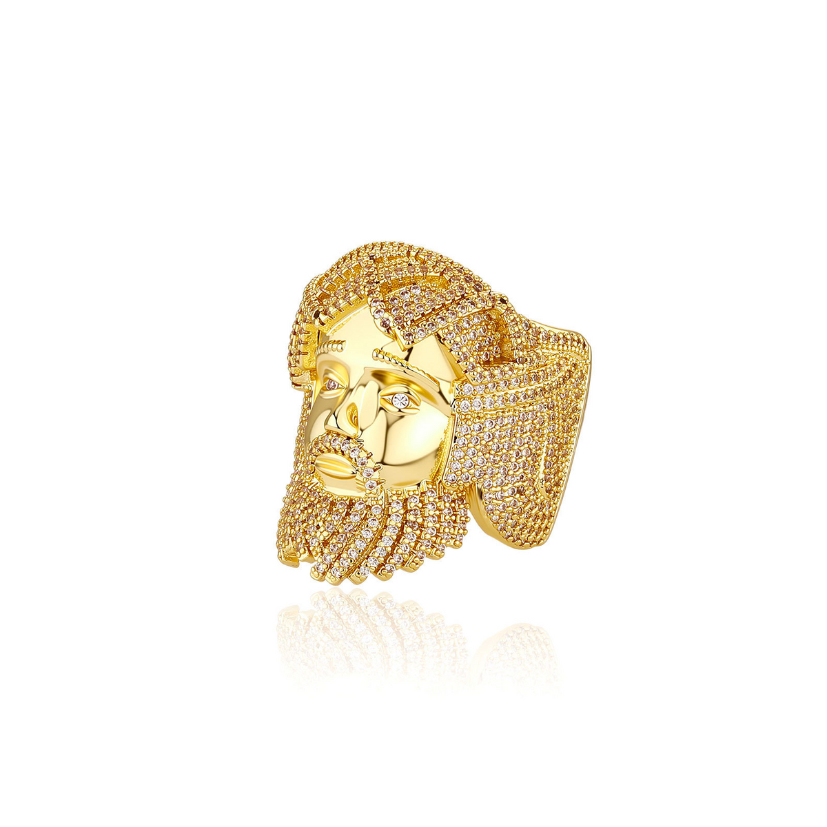 NORVIA 3D Jesus Piece Head Ring - Front Angle