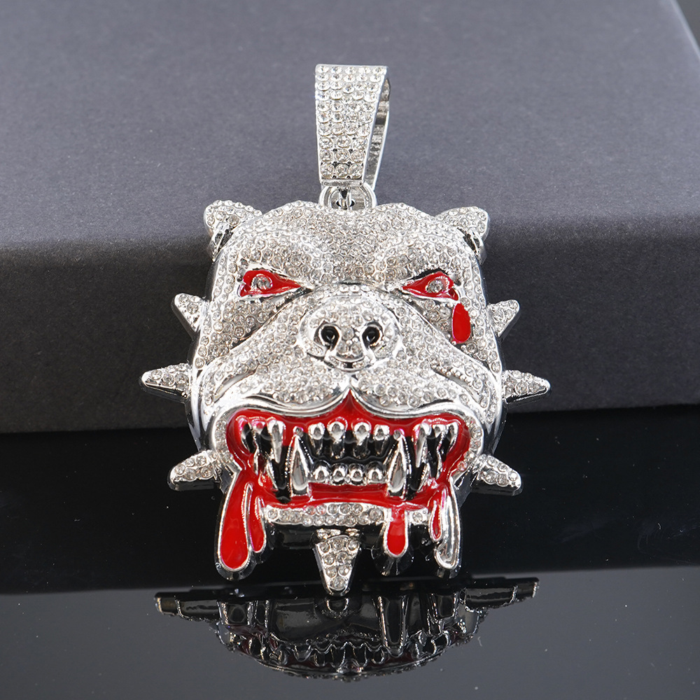 NORVIA Iced French Bulldog Mascot Pendant & Chain Set - Premium Iced Jewelry View 4