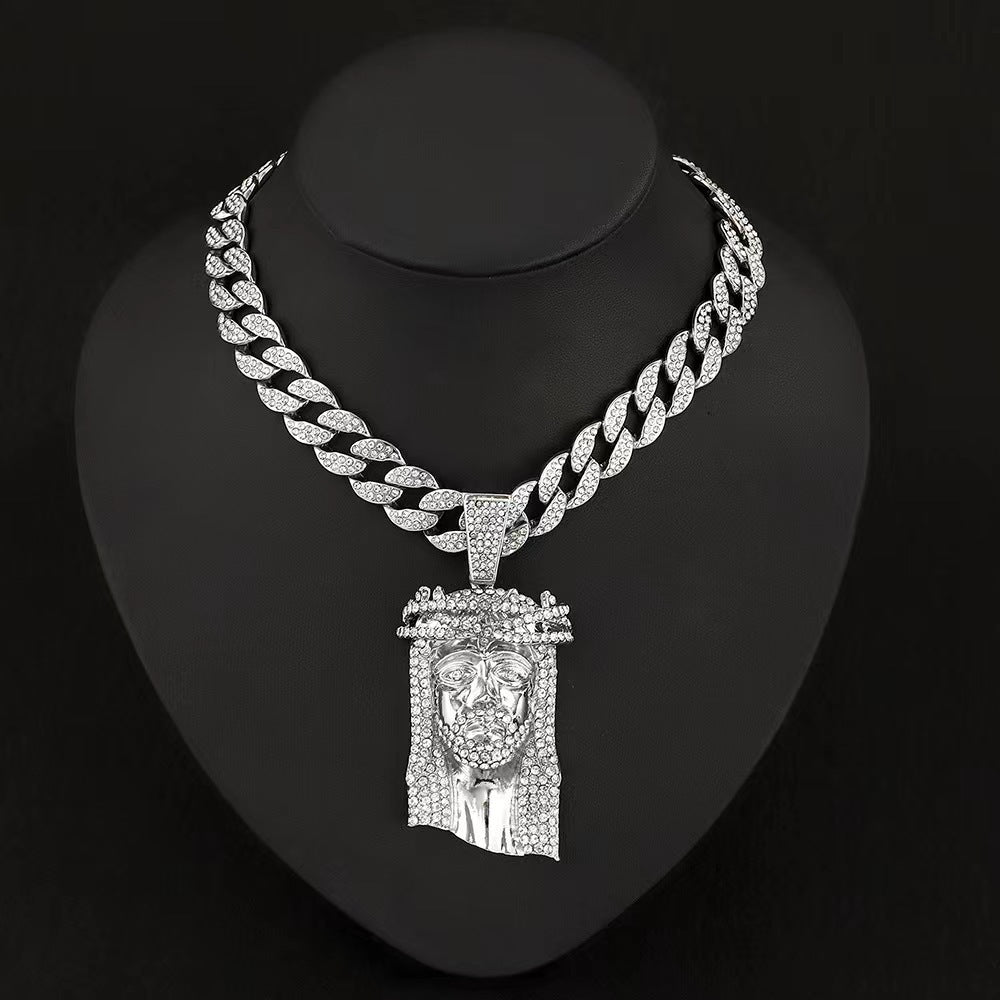 NORVIA Ancient Egyptian Pharaoh Medallion & Cuban Chain Set - Premium Iced Jewelry View 6