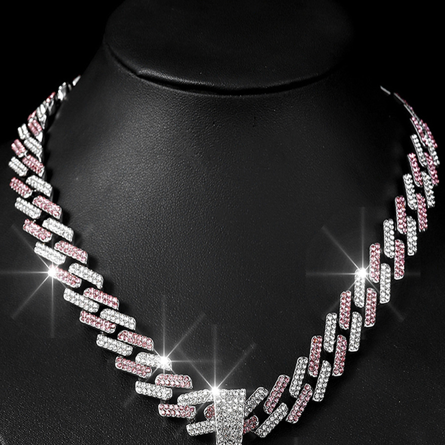 NORVIA Iced Rugby Ball Pendant & 18" Rainbow Cuban Chain Set