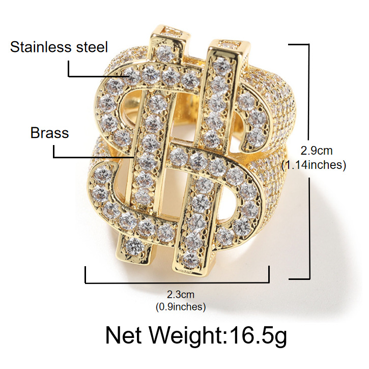Iced Dollar Sign Statement Ring | NORVIA