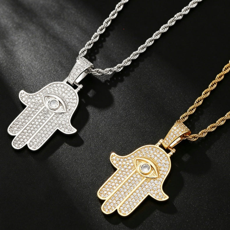 Hamsa Evil Eye Pendant & 24" Chain | NORVIA