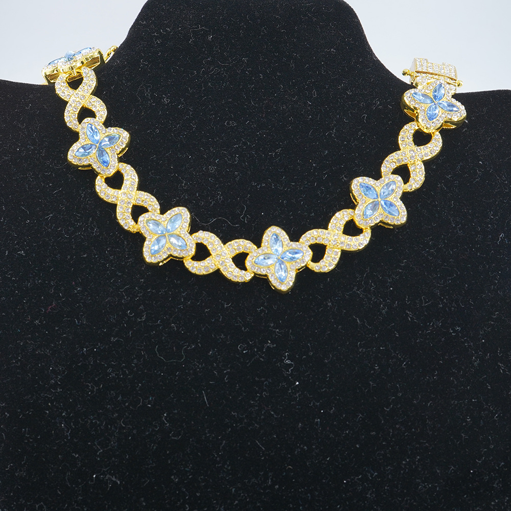 NORVIA Infinity Lucky 8 Multicolor Gemstone Cuban Chain