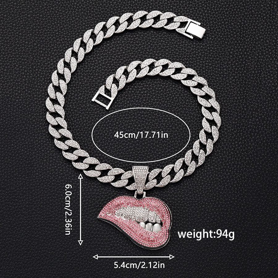 Ruby Red Lips Pendant & 18" Cuban Chain | NORVIA