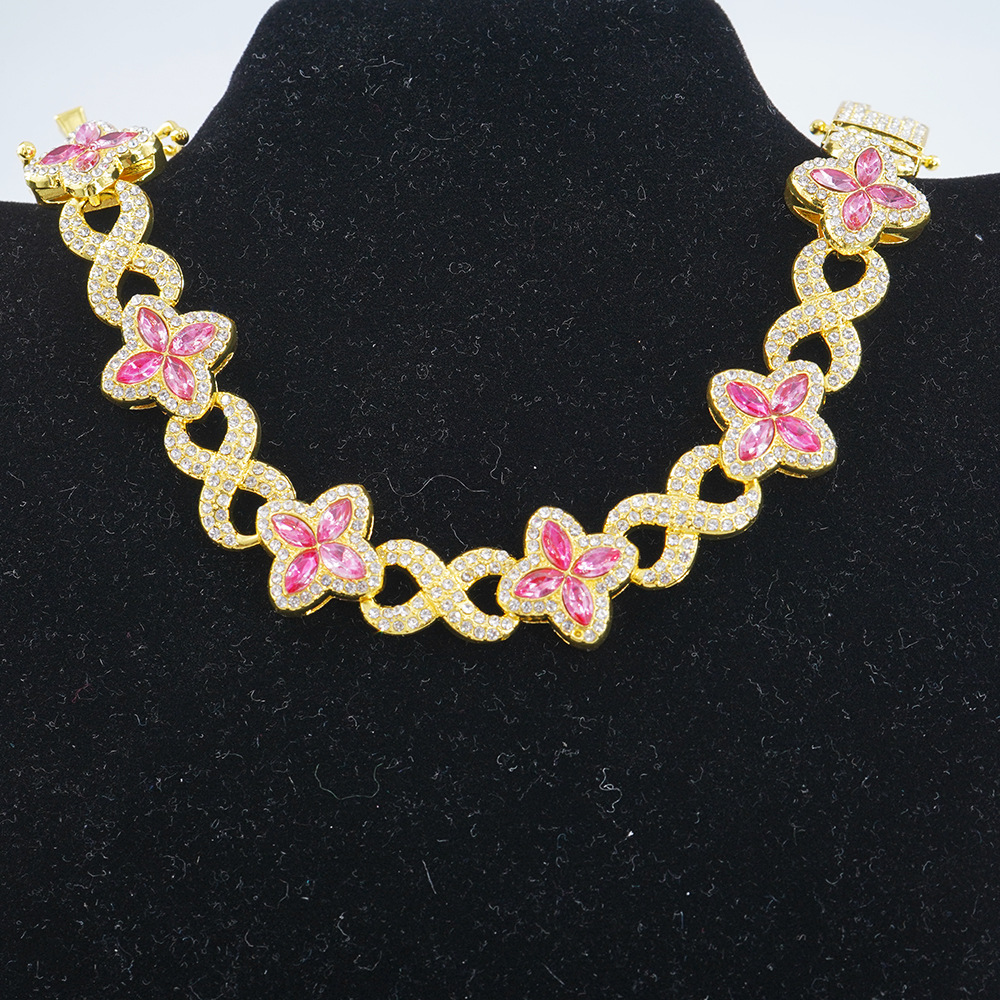 NORVIA Infinity Lucky 8 Multicolor Gemstone Cuban Chain