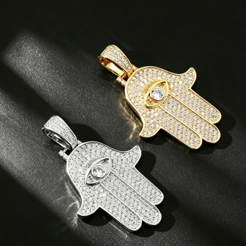 Hamsa Evil Eye Pendant & 24" Chain | NORVIA