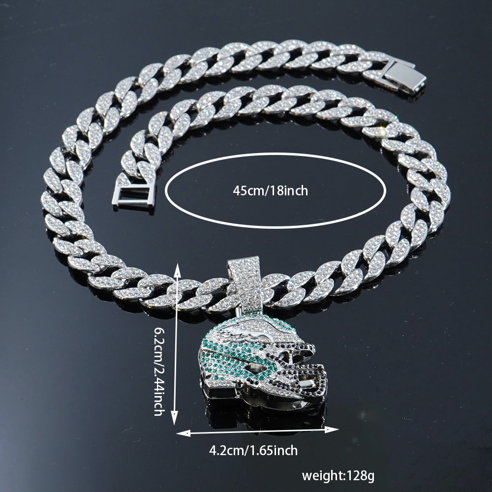 Iced Football Helmet Pendant & 18" Chain | NORVIA