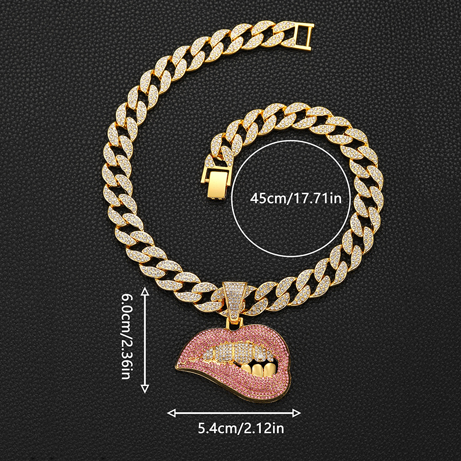 Ruby Red Lips Pendant & 18" Cuban Chain | NORVIA