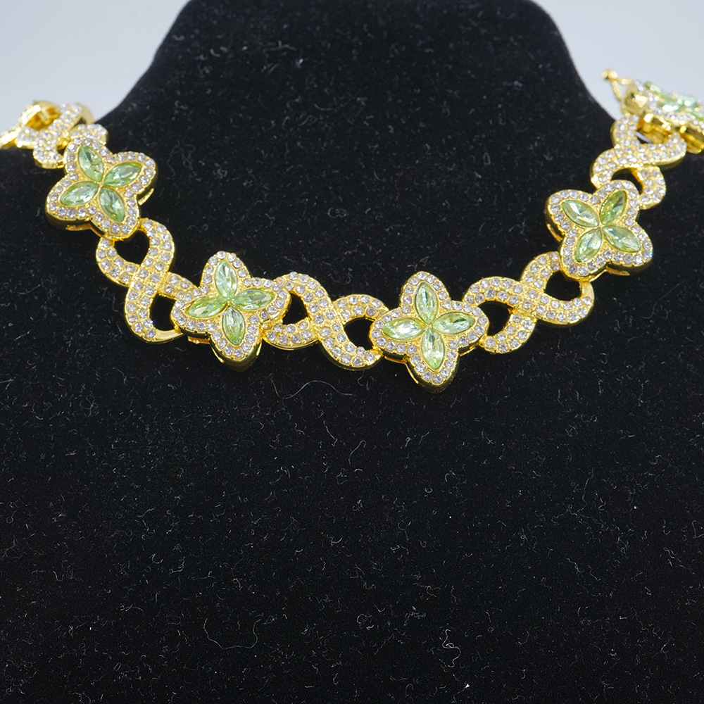 NORVIA Infinity Lucky 8 Multicolor Gemstone Cuban Chain