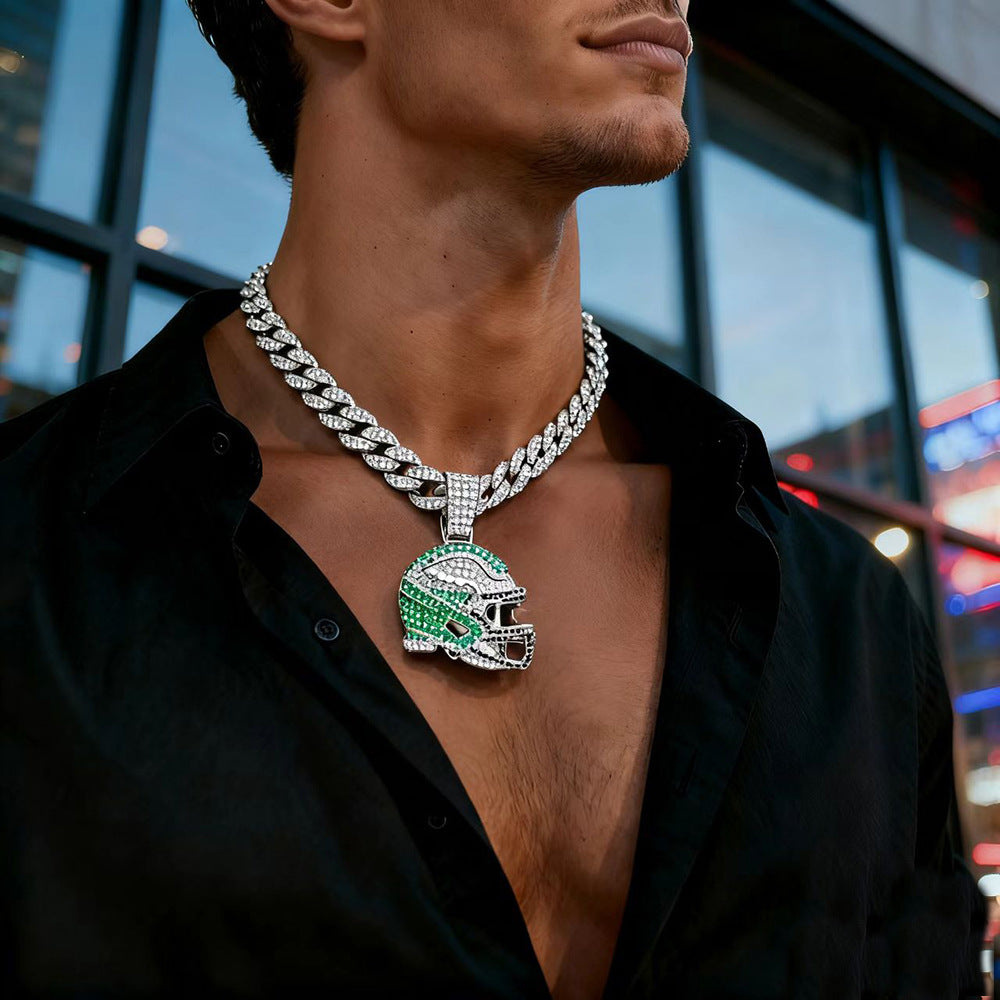 Iced Football Helmet Pendant & 18" Chain | NORVIA