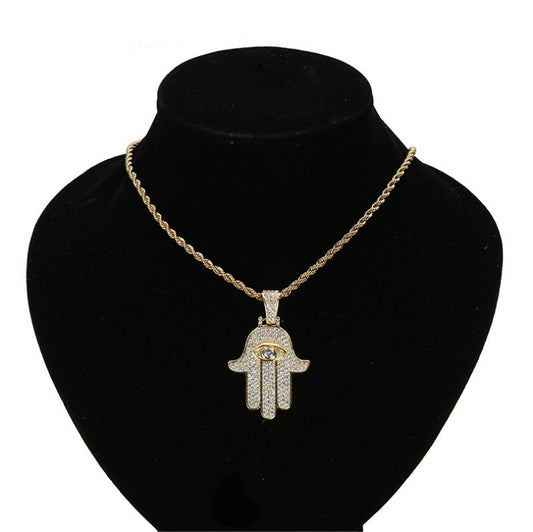 Hamsa Evil Eye Pendant & 24" Chain | NORVIA