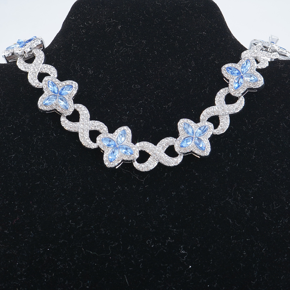 NORVIA Infinity Lucky 8 Multicolor Gemstone Cuban Chain