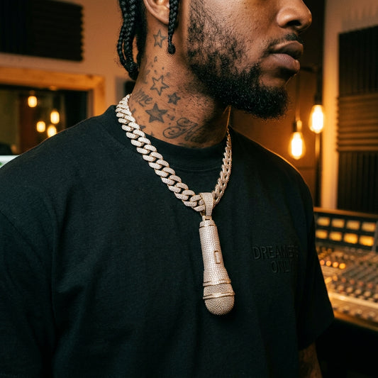Iced Microphone Pendant & Cuban Chain | NORVIA