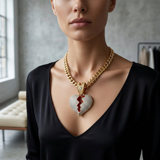 Iced Dripping Broken Heart Pendant | NORVIA