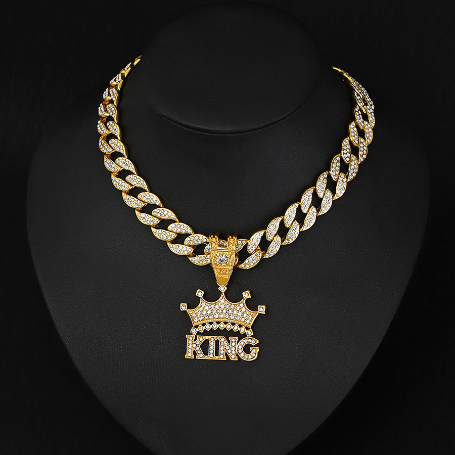 NORVIA Crown KING Iced-Out Statement Pendant & Chain Set - Premium Iced Jewelry View 2