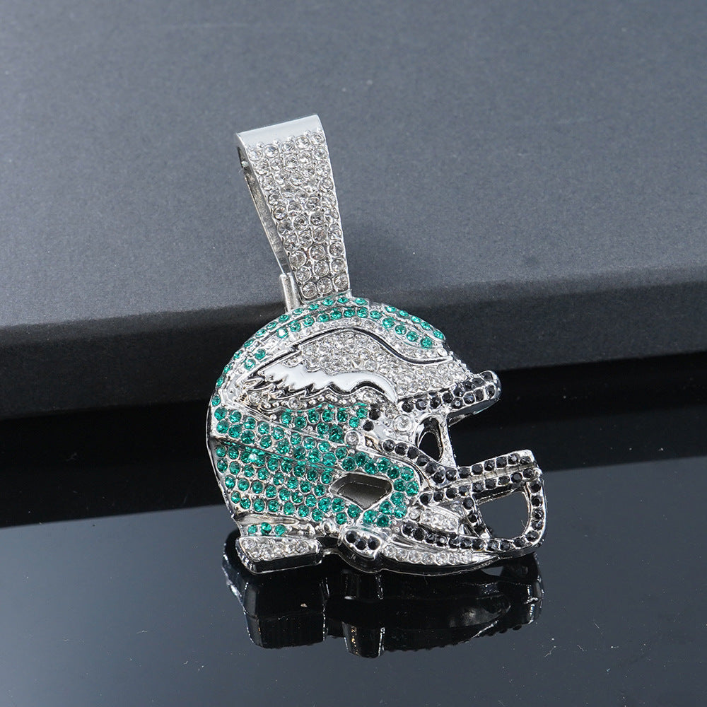 Iced Football Helmet Pendant & 18" Chain | NORVIA