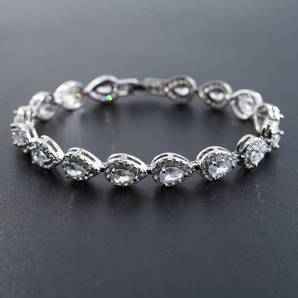 NORVIA Pavé Heart CZ Diamond Tennis Bracelet - Premium Iced Jewelry View 2