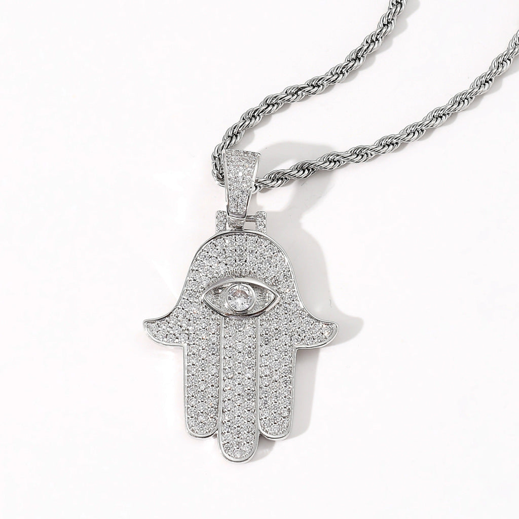 Hamsa Evil Eye Pendant & 24" Chain | NORVIA