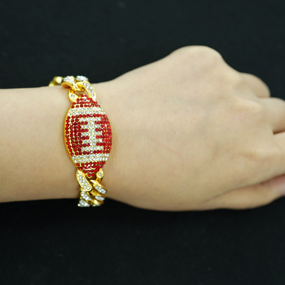 NORVIA Rainbow Sports Gemstone 8" Cuban Link Bracelet - Premium Iced Jewelry View 3
