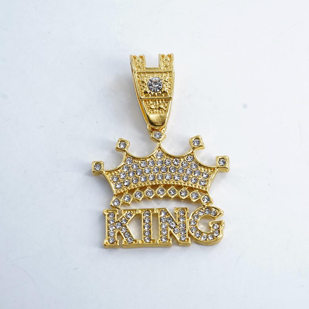 NORVIA Crown KING Iced-Out Statement Pendant & Chain Set - Premium Iced Jewelry View 3