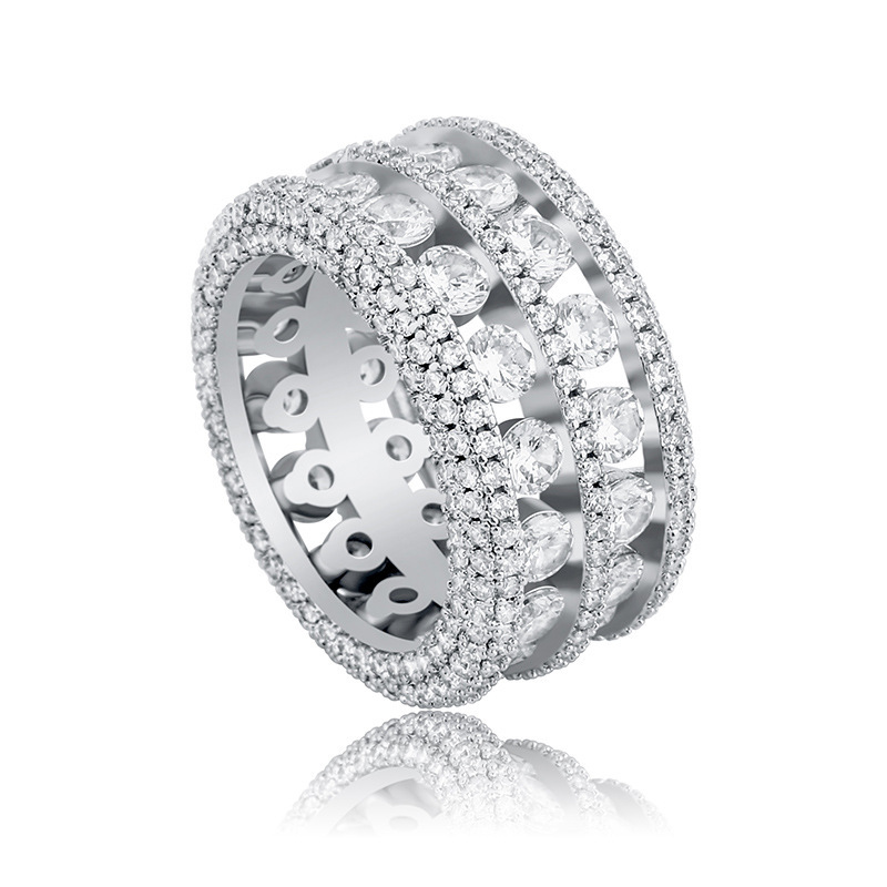 NORVIA Double-Row Iced Micro-Pavé CZ Eternity Ring - Angle 3