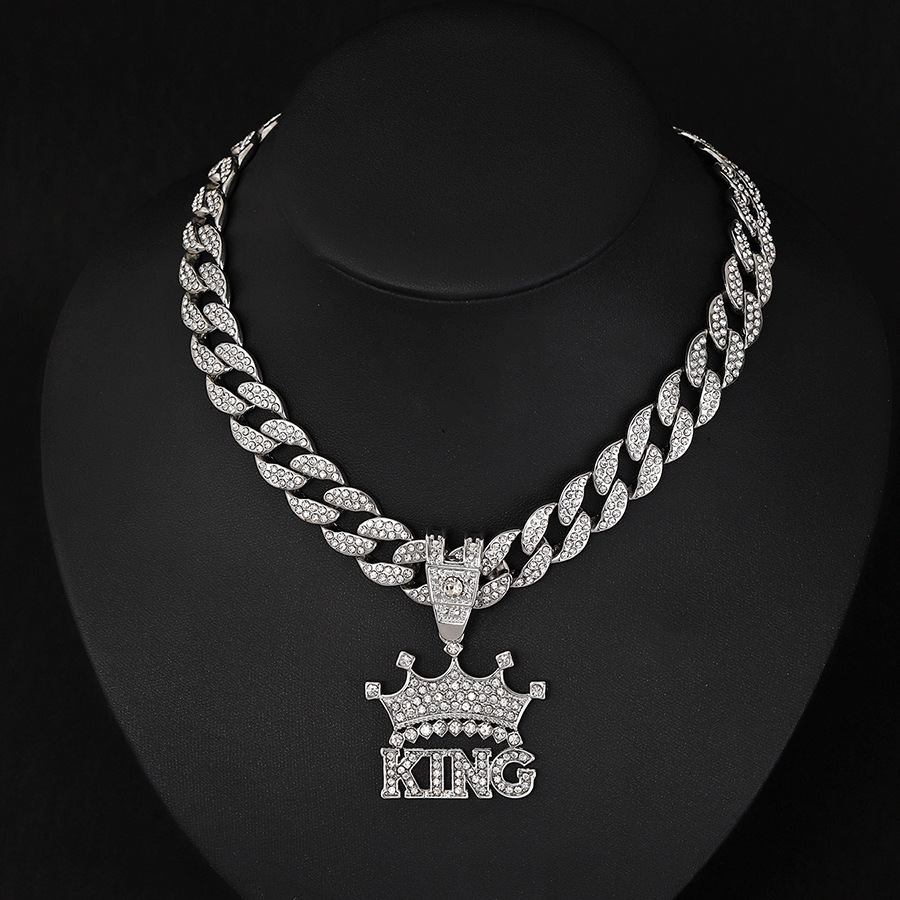 NORVIA Crown KING Iced-Out Statement Pendant & Chain Set - Premium Iced Jewelry View 4