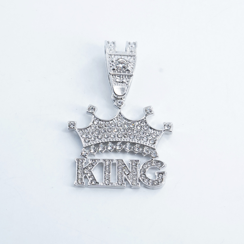 NORVIA Crown KING Iced-Out Statement Pendant & Chain Set - Premium Iced Jewelry View 5