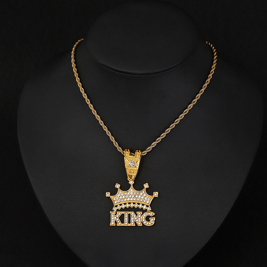 NORVIA Crown KING Iced-Out Statement Pendant & Chain Set - Premium Iced Jewelry View 6