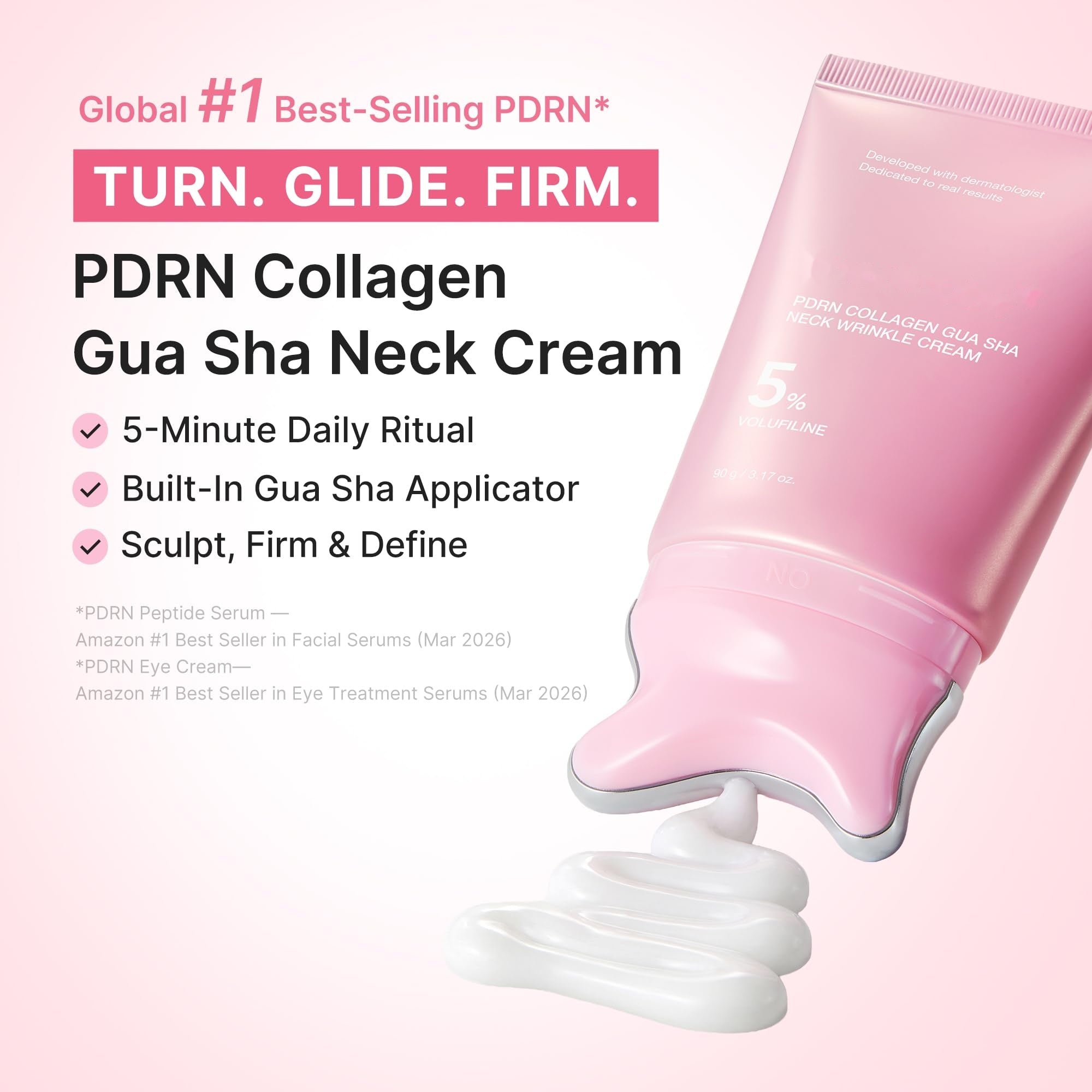 PDRN Collagen Gua Sha Neck Wrinkle Cream with Built-In Applicator